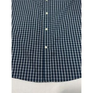 Eddie Bauer Mens XL Wrinkle Free Relaxed Fit Navy Plaid Button Down Shirt